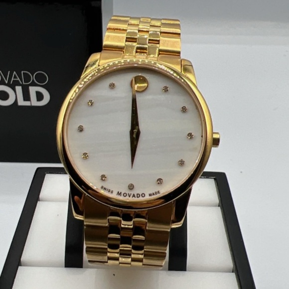 MOVADO Museum Classic Mother of Pearl Dial Gold Tone - Picture 7 of 8